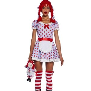 Charming Red and White Polka Dot Doll Women's Costume